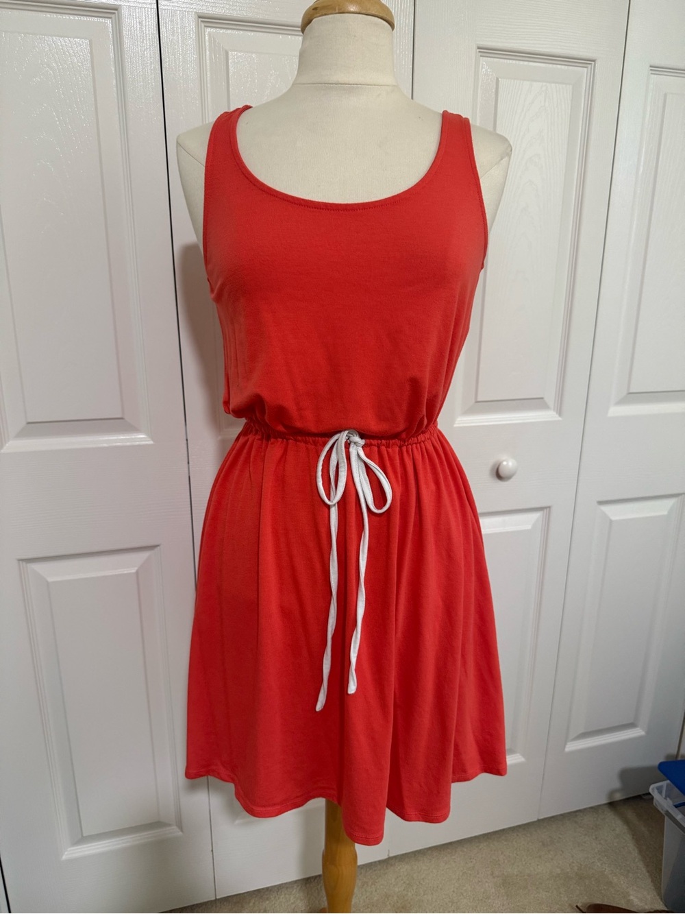 Mossimo Supply Co. Red Sleeveless Drawstring Waist Dress